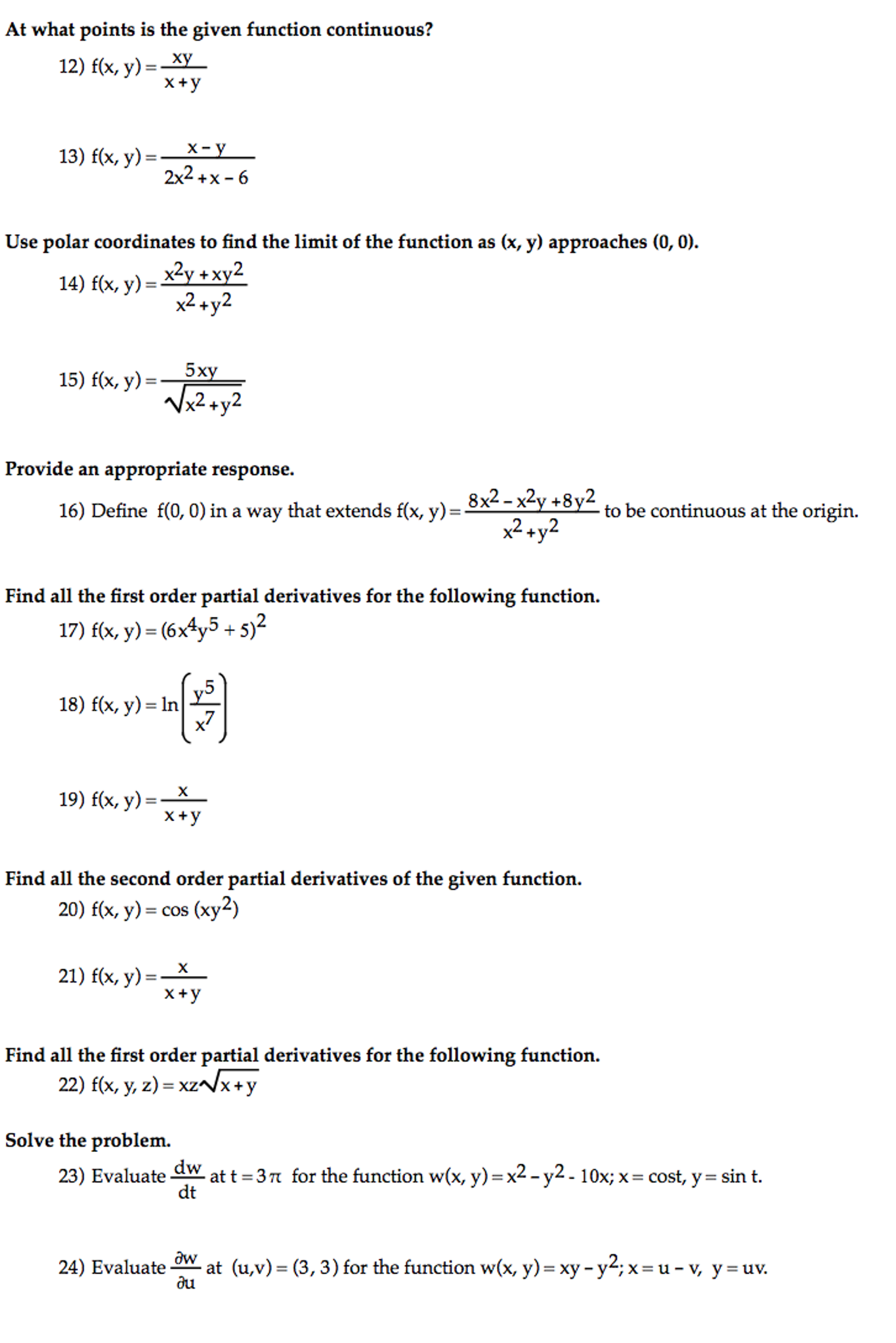 Solved At What Points Is The Given Function Continuous F Chegg Com