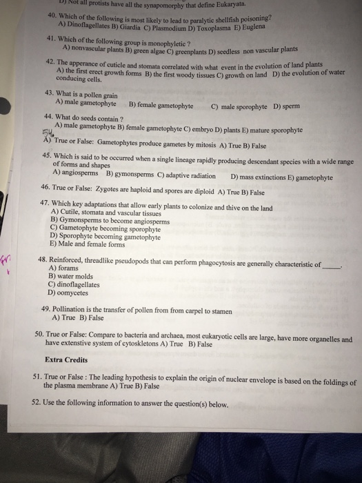 Solved: BIO 106-02 ExAM 3 FALL 2016 QUESTIONS. QUESTIONS C... | Chegg.com