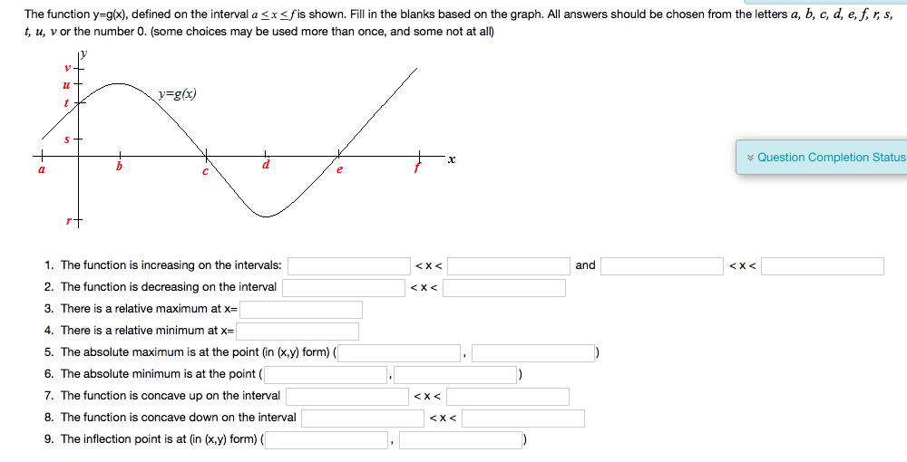 Solved The Function Y G X Defined On The Interval A L Chegg Com