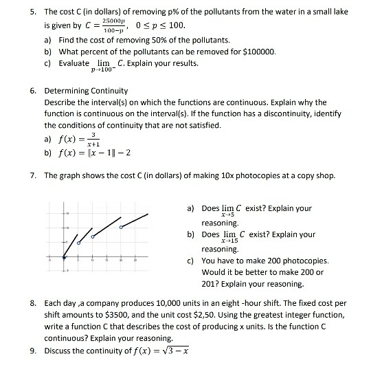 Solved The Cost C In Dollars Of Removing P Of The Poll Chegg Com