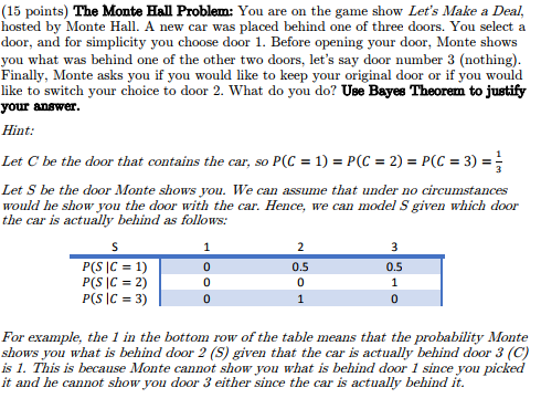 Solved 15 Points The Monte Hall Problem You Are On The