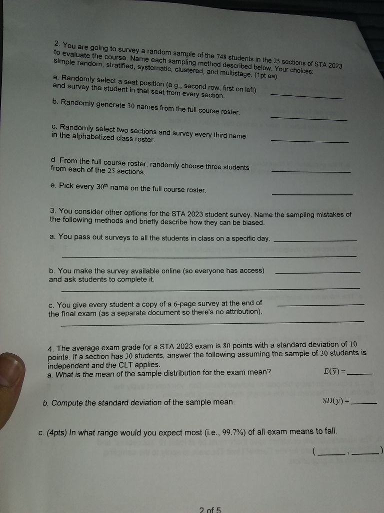 The A You Sample Random Of Are ... Survey Solved: 2. To Going