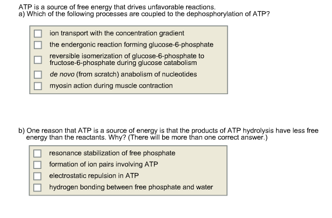 Solved ATP is a source of free energy that drives | Chegg.com