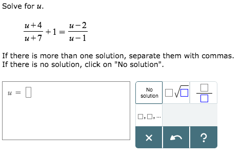 Solve For U U 4 U 7 1 U 2 U 1 If There Is Chegg Com