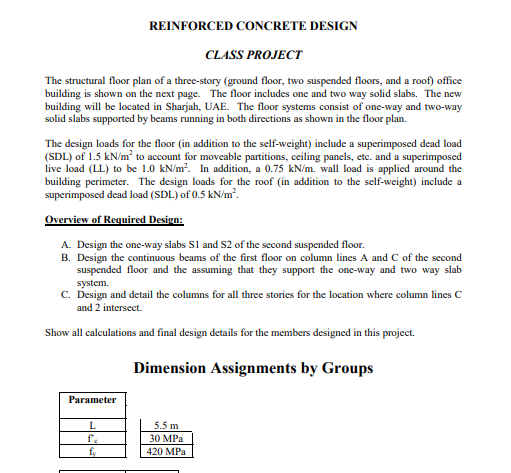 Solved Reinforced Concrete Design Class Project The Struc