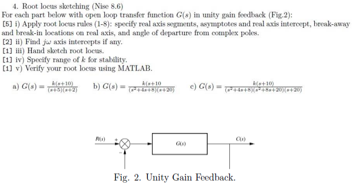 Solved 4 Root Locus Sketching Nise 86 For Each Part B