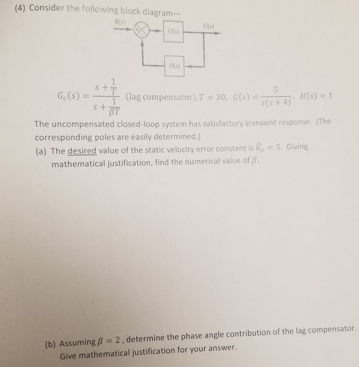 Solved 4 Consider The Following Block Diagram Y C S Chegg Com