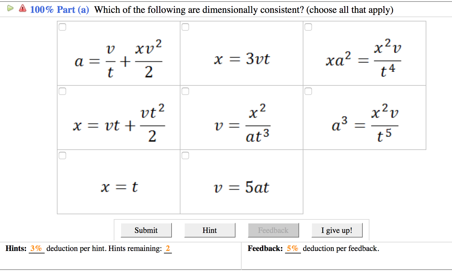 Which Of The Following Equations Are Dimensionally Consistent?