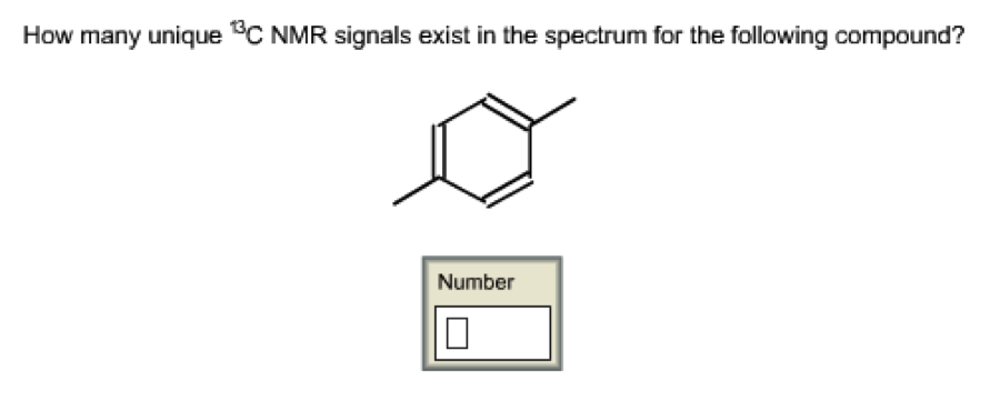 How many unique 'H NMR and 13C NMR signals exist for the