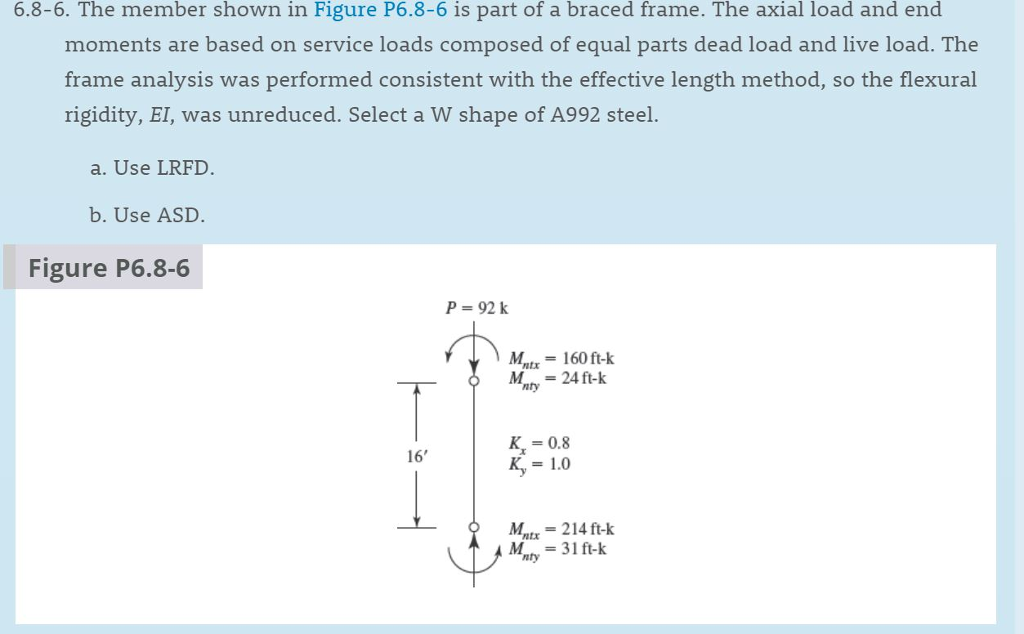 Solved Select The Lightest While Using The Aisc 15th Edit Chegg Com