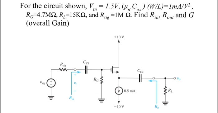 Solved For The Circuit Shown Vtn 1 5v Mu N Cox W Chegg Com