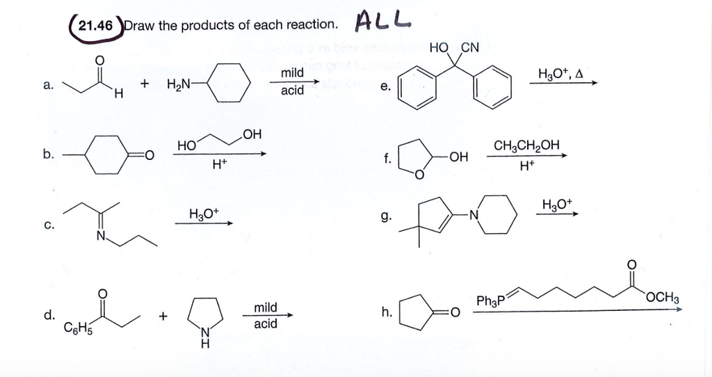 Solved 21 46 Draw The Products Of Each Reaction Ho Cn Mi Chegg Com
