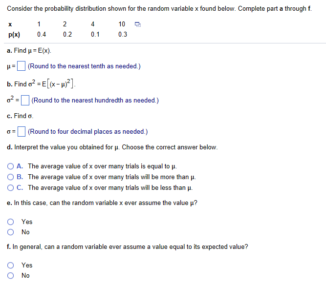 Solved Consider The Probability Distribution Shown For Th Chegg Com