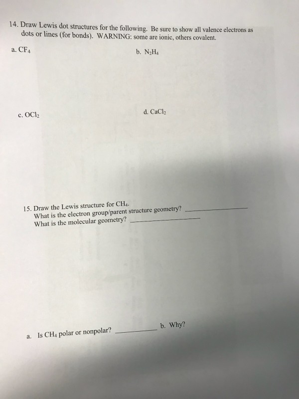 Solved: 14. Draw Lewis Dot Structures For The Following. B... | Chegg.com