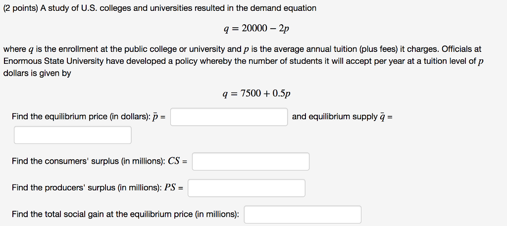 Solved 2 Points A Study Of U S Colleges And Universiti Chegg Com