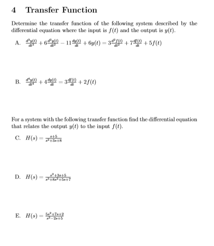 Solved Determine The Transfer Function Of The Following S Chegg Com