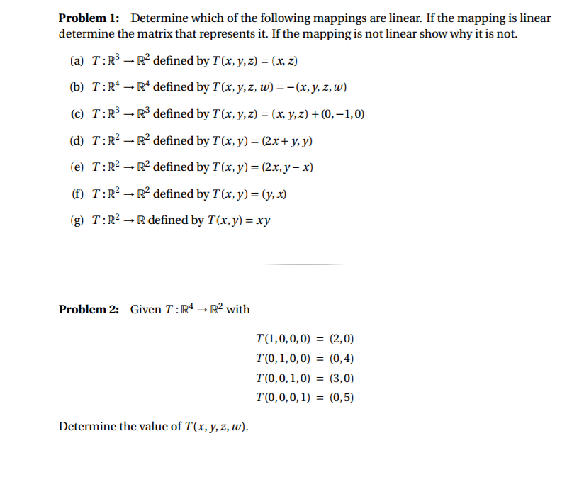 Solved Determine Which Of The Following Mappings Are Line Chegg Com