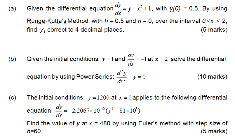 Solved A Given The Differential Equation Dy Dx Y X 2 Chegg Com