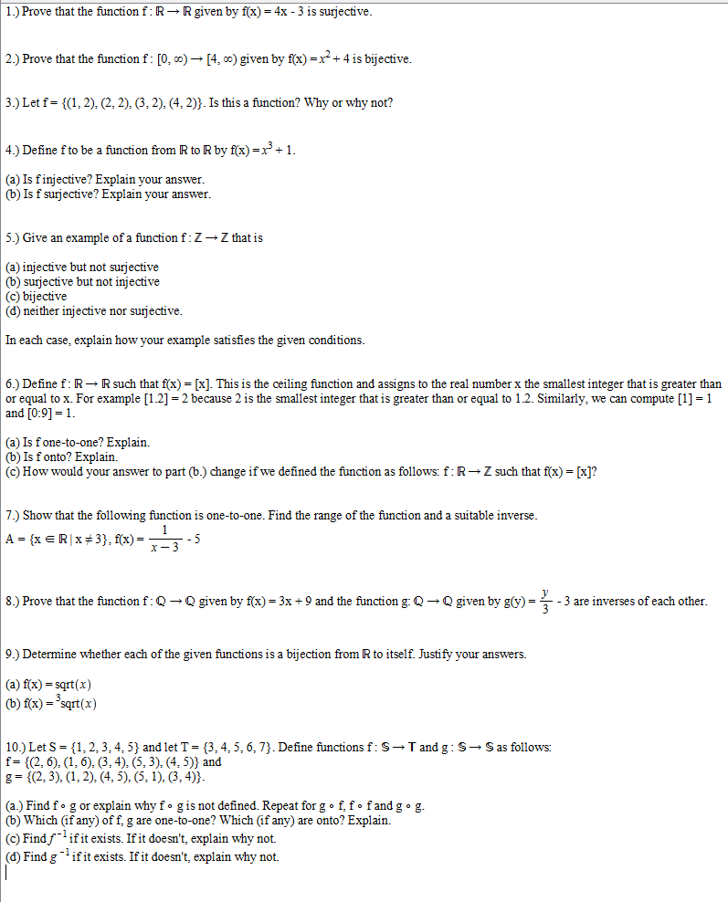 Prove That The Function F R Rightarrow R Given By Chegg Com