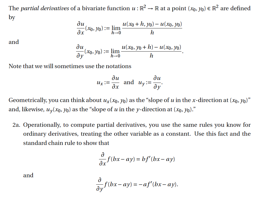 Solved The Partial Derivatives Of A Bivariate Function U Chegg Com