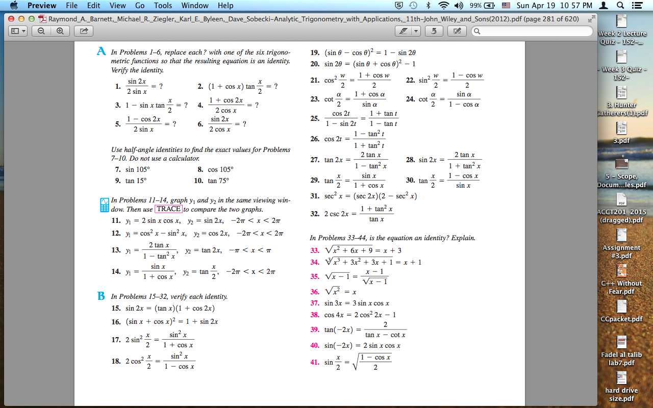 Pdf Telecharger Double Angle Identities Gratuit Pdf Pdfprof Com