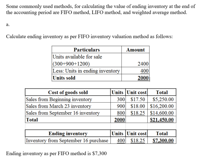 Question & Answer: Inventory Valuation: FIFO, LIFO and AVERAGE..... 1