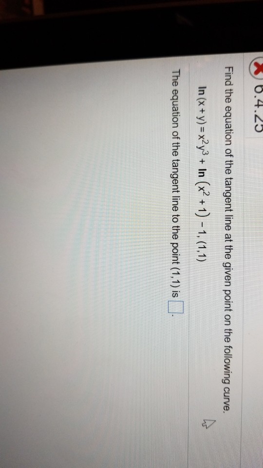 Find tangent line of curve image