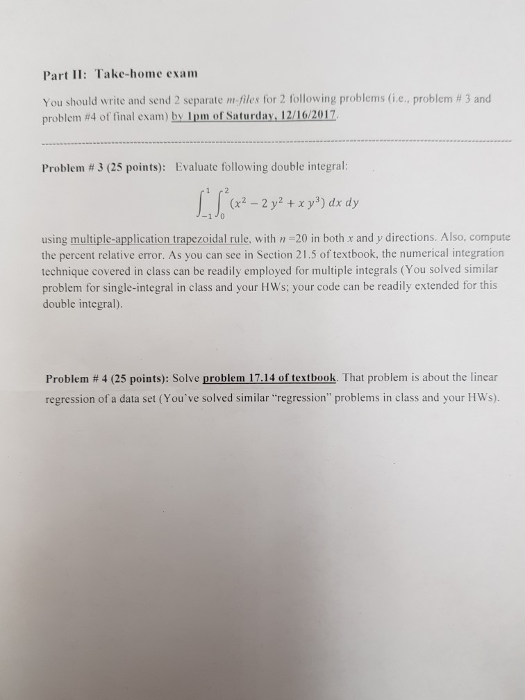 Should Take-home Solved: II: You Send ... Part And Exam Write