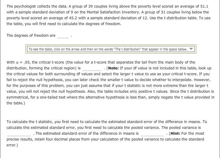 t test for two independent samples Solved: 6. The t test for two independent samples one-tail.