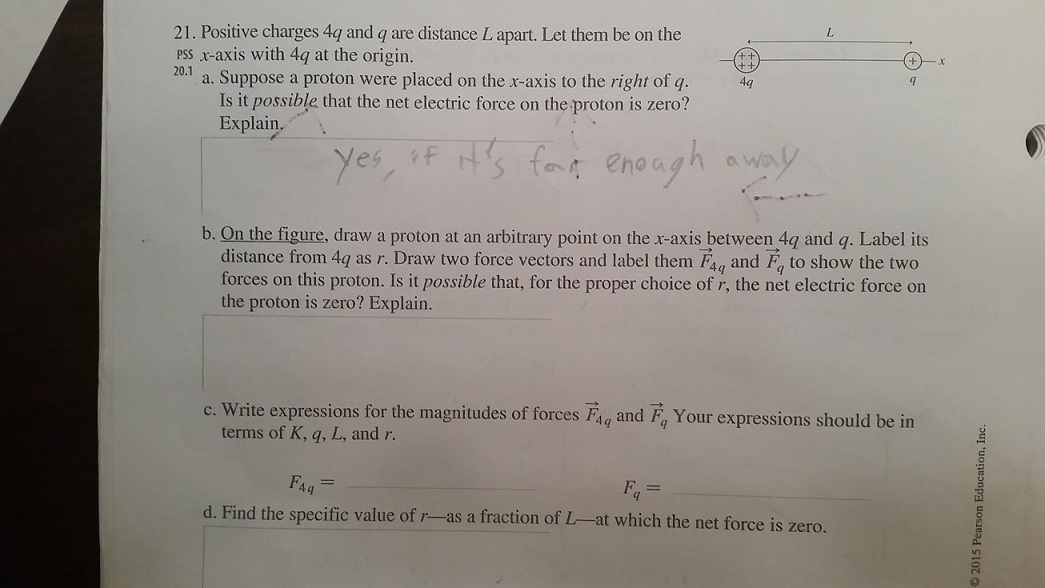 Solved 21. Positive Charges 4q And Q Are Distance L Apart