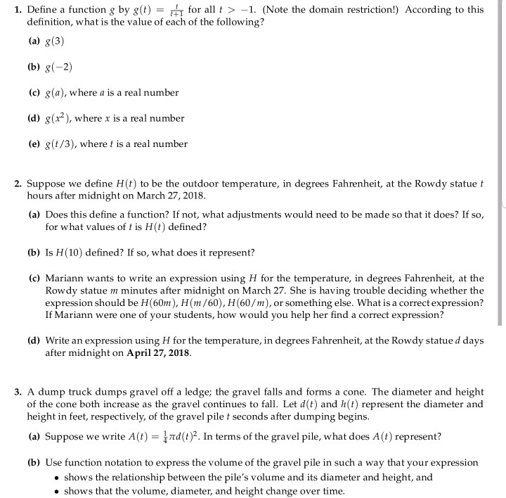 Solved 1 Define A Function G By O 1 Note The Domain Re Chegg Com