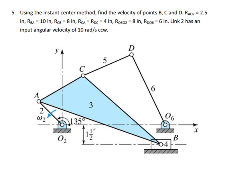 Method find c. Instant Center. Linkage Analysis solve.