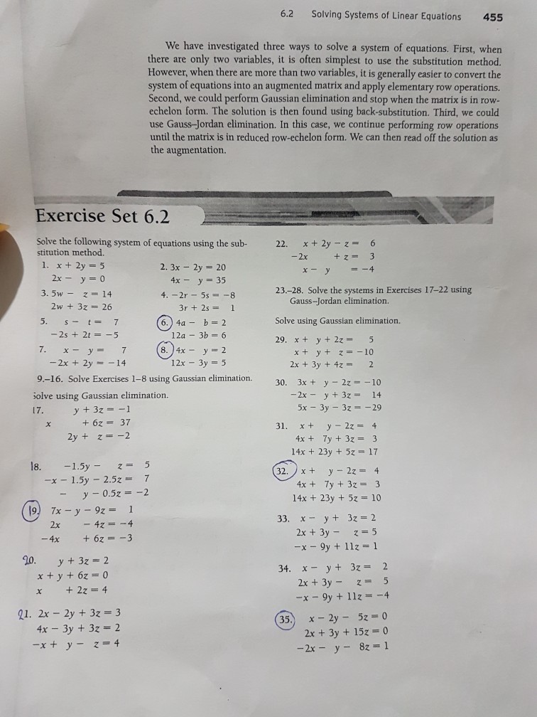 Solved 6 2 Solving Systems Of Linear Equations 455 We Have Chegg Com