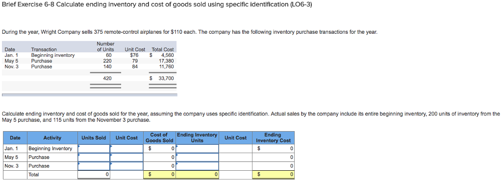Solved: Brief Exercise 6-8 Calculate Ending Inventory And ...
