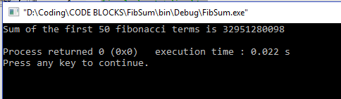 Question & Answer: Write a C program to add the first 50 items of Fibonacci Sequence 1, 1, 2, 3, 5, 8, 13, 21..................50th item...... 1