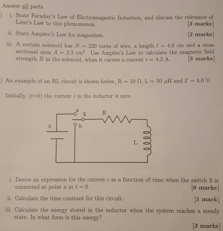 Solved i. State Faraday's Law of Electromagnetic Induction, | Chegg.com