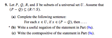 Solved Let P Q R And S Be Subsets Of A Universal Set U Chegg Com