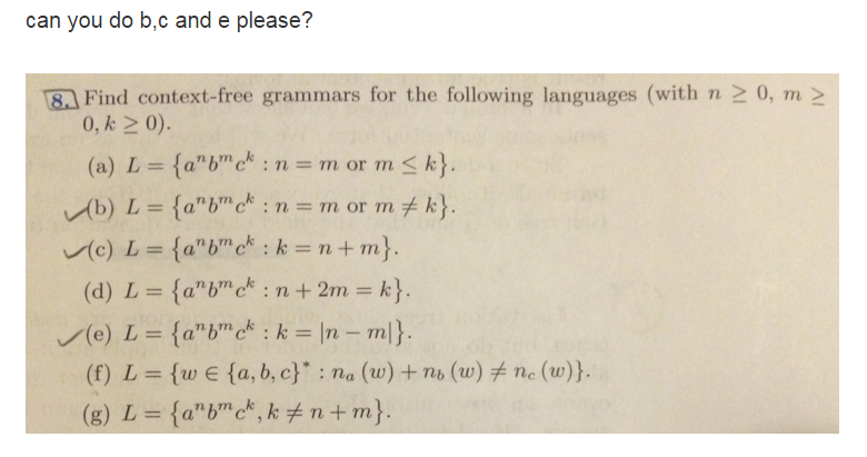 Solved Find Context Free Grammars For The Following Langu Chegg Com