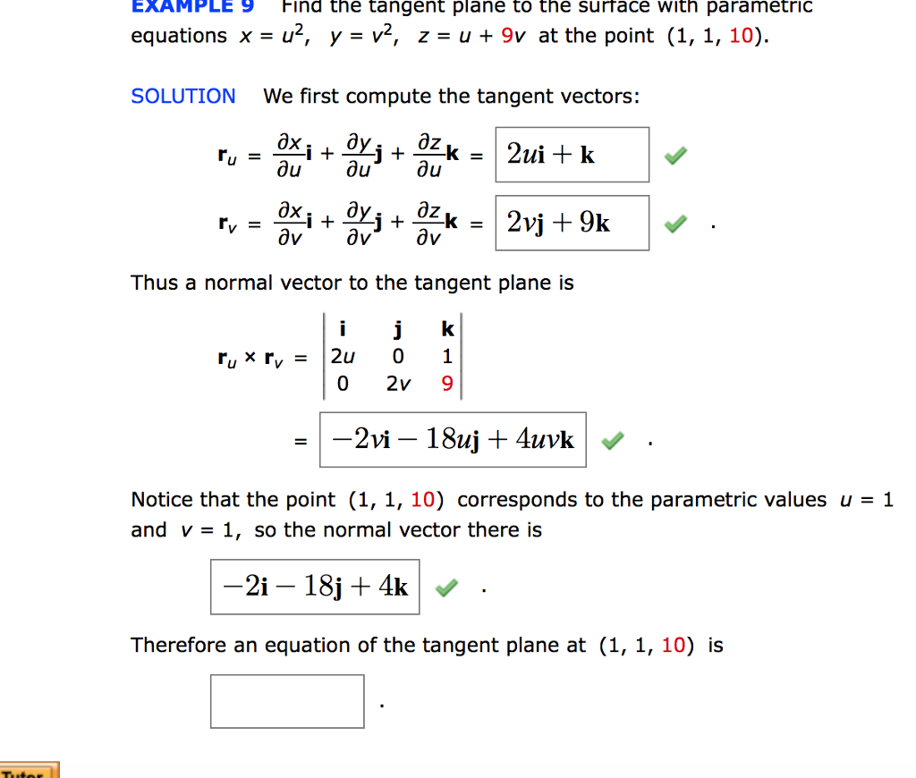 Solved EXAMPLE 22 Find the tangent plane to the surface with