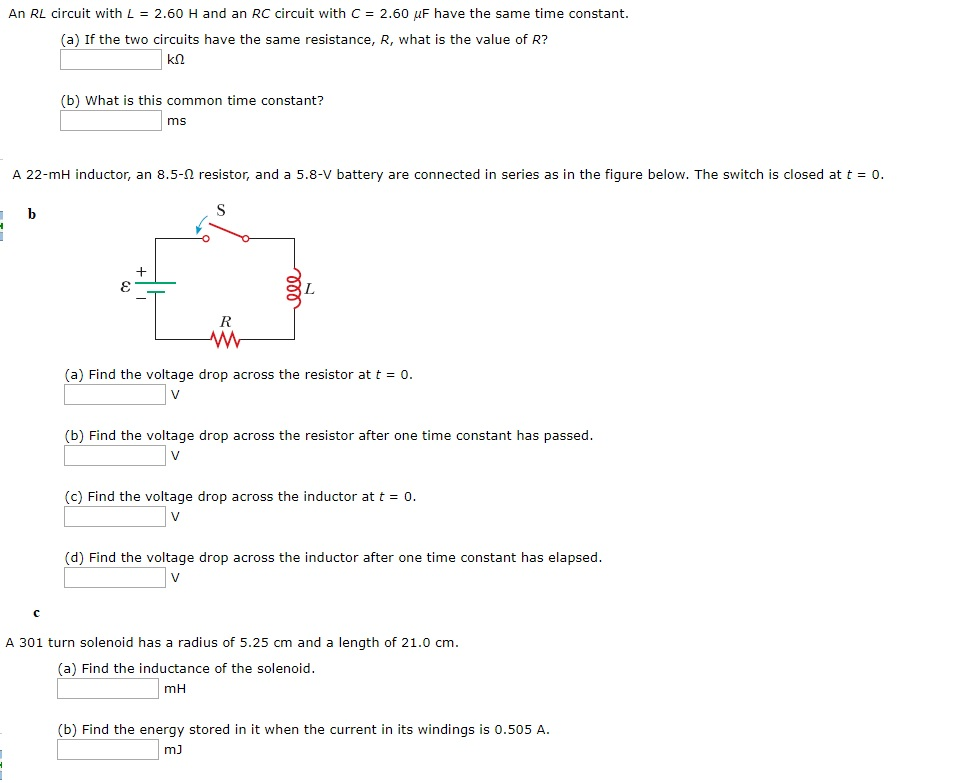 Solved An Rl Circuit With L 2 60 H And An Rc Circuit Wi Chegg Com