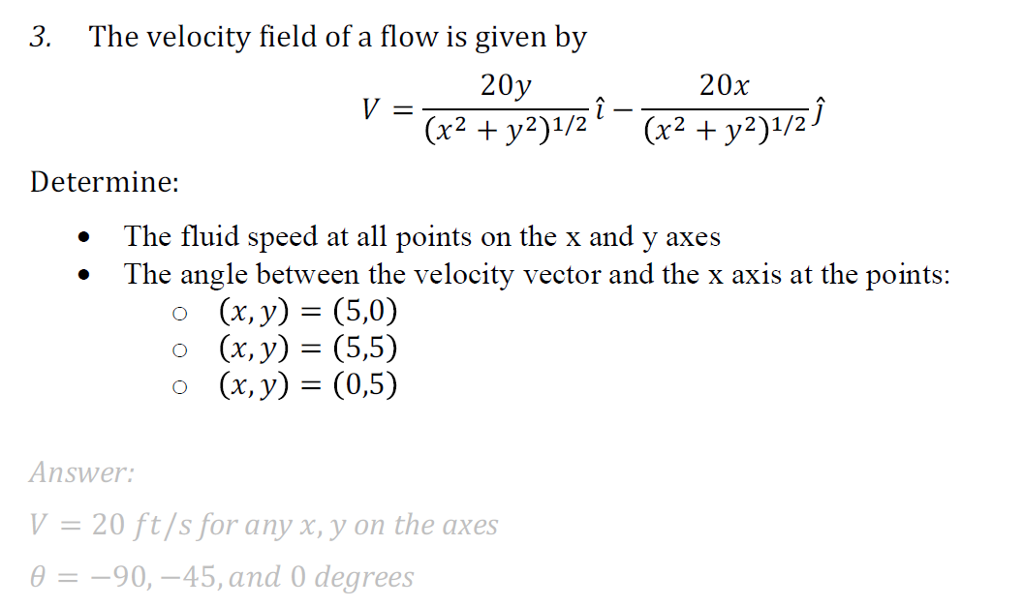 Solved The Velocity Field Of A Flow Is Given By V y Chegg Com