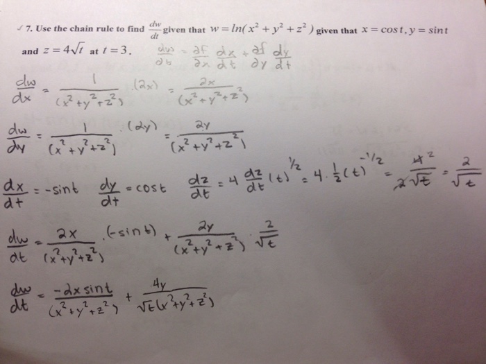 Use The Chain Rule To Find Dw Dt Given That W Chegg Com