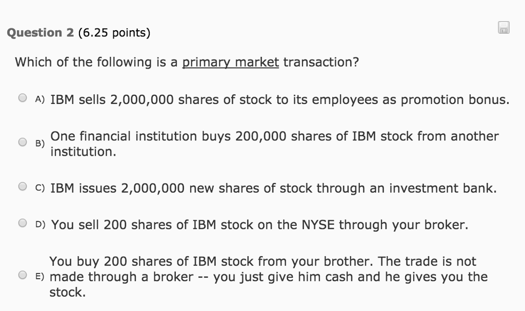what is a primary market transaction