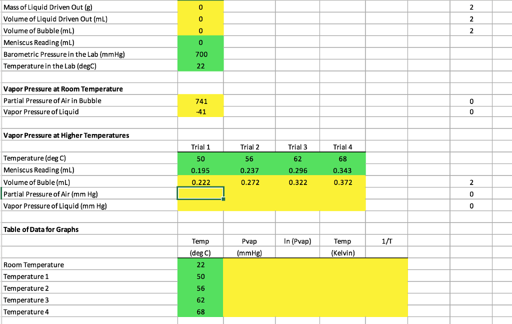 solved can someone fix this excel sheet for me chemistr excel vapors