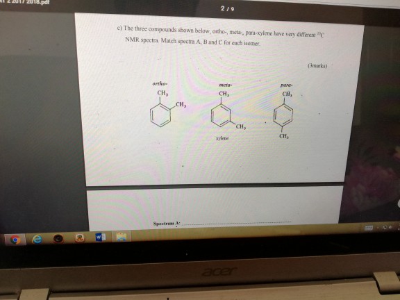 Solved 219 C The Three Compounds Shown Below Ortho Me Chegg Com