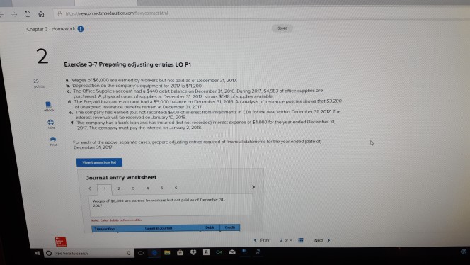 Solved: Exercise 3-7 Preparing Adjusting Entries LO P1. A ...