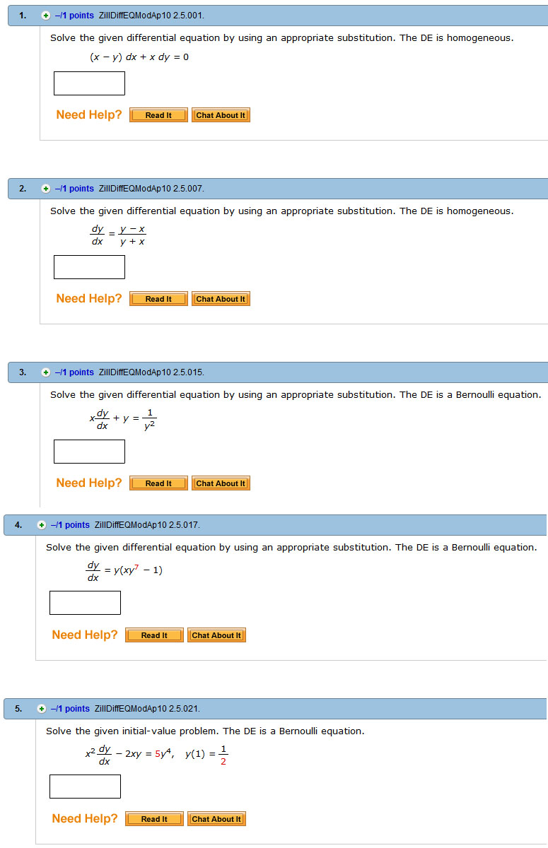 Solved Solve The Given Differential Equation By Using An Chegg Com