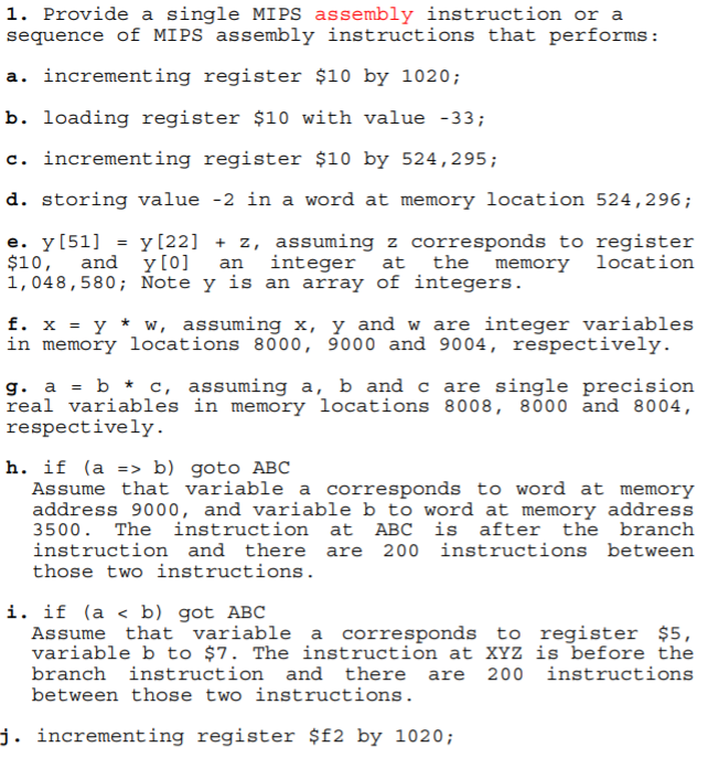 register assembly instruction z store Instruction Or Assembly Solved: A A Single 1. MIPS Provide