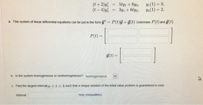 Solved This System Of Linear Differential Equations Can B Chegg Com