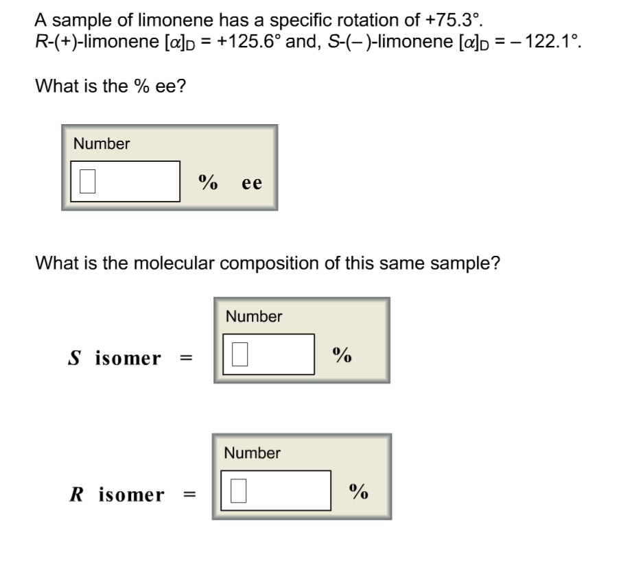 Solved A Sample Of Limonene Has A Specific Rotation Of Chegg Com